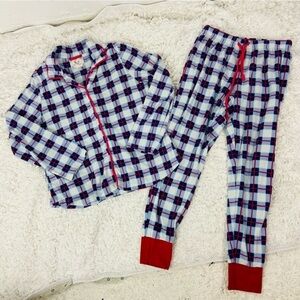 Pj Couture Red and Blue comfy cozy Plaid fleece Pajama Set Size large